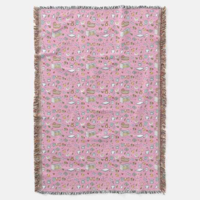 Cute Pastel Baby Nursery Pattern Throw Blanket (Front Vertical)