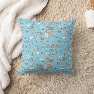 Cute Pastel Baby Nursery Pattern Throw Pillow