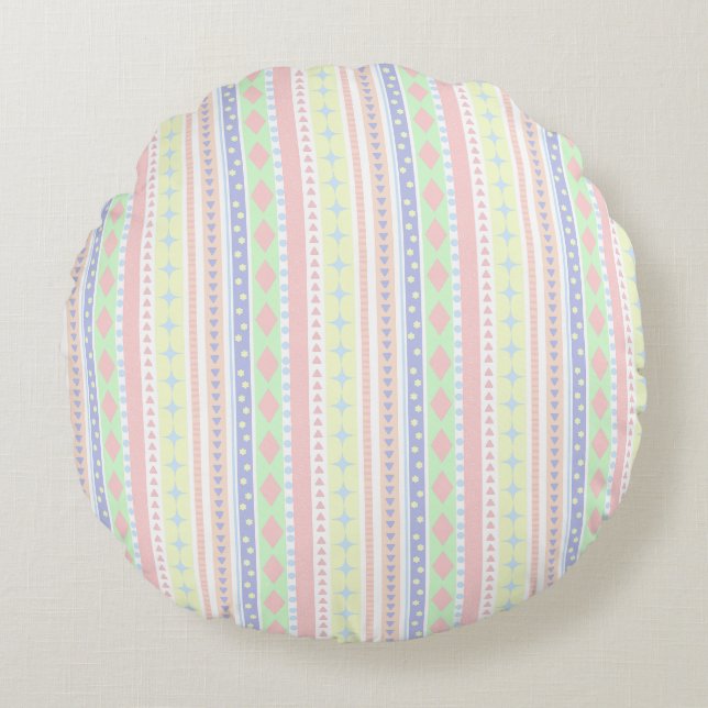 Cute Pastel Baby Print Round Cushion (Front)