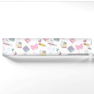 Cute Pastel Back to School Desk Decor AcrylicBlock Nameplate