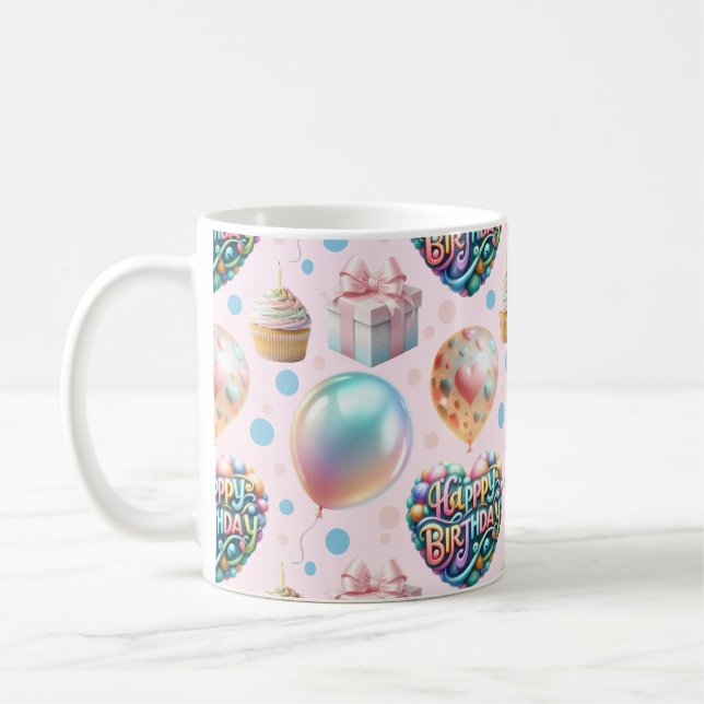 Cute pastel birthday pattern coffee mug (Left)