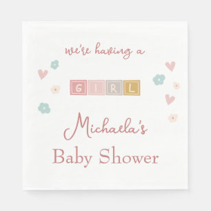 Cute Pastel Blocks Girl Baby Shower Napkin
