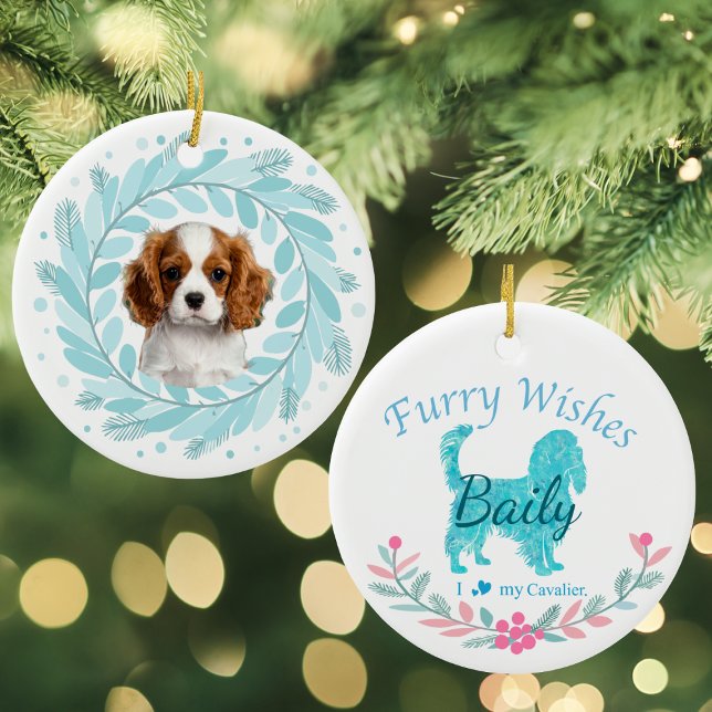 Cute Pastel Blue Cavalier | Custom Christmas Ceramic Tree Decoration (Creator Uploaded)