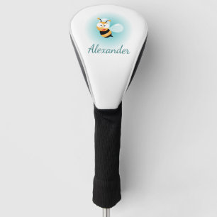 Cute Pastel Blue Green Sweet Bumble Bee Cartoon Golf Head Cover