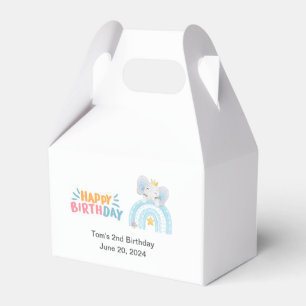 Cute pastel blue happy birthday elephant favour bo box
