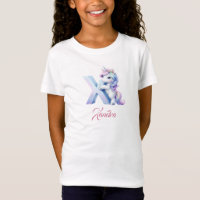 Cute Pastel blue pink Unicorn Letter X Monogram 