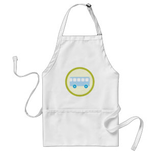 Cute Pastel Blue School Bus Icon Standard Apron