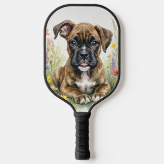 Cute Pastel Boxer Puppy Pickleball Paddle