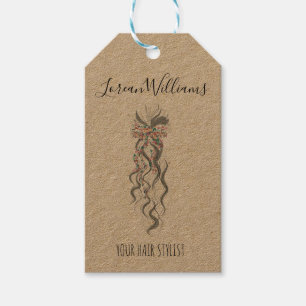 Cute Pastel Bride Wavy Hairstyle Hair Salon Floral Gift Tags