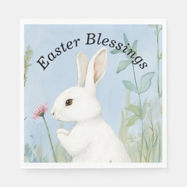 Cute Pastel Bunny Easter Napkin (Front)