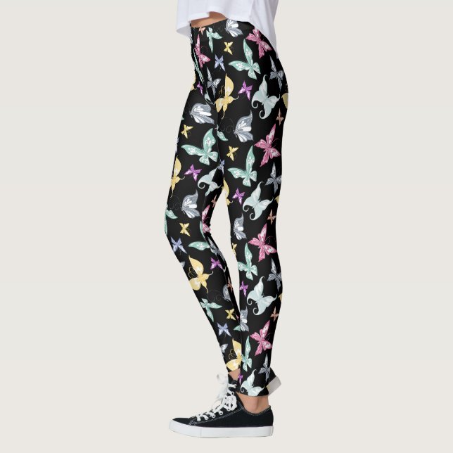 Cute Pastel Butterfly Design Leggings (Left)