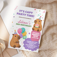 Cute Pastel Capybara Kids Birthday