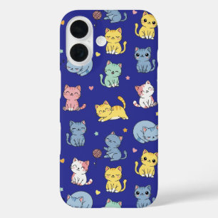 Cute Pastel Cartoon Cats Pattern Phone Case
