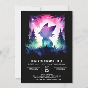 Cute Pastel Cat Birthday Invitation