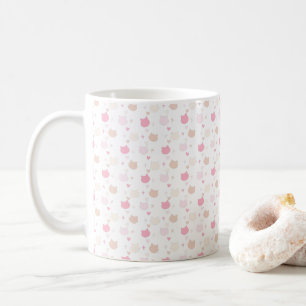 Cute Pastel Cat Hearts and Stars Coffee Mug