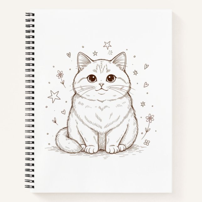 Cute Pastel Cat Spiral Notebook (Front)