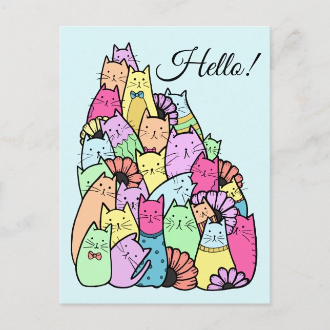 Cute Pastel Cats Postcard (Front)