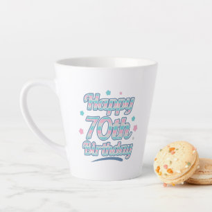 Cute Pastel Celebrating the 70th birthday Latte Mug
