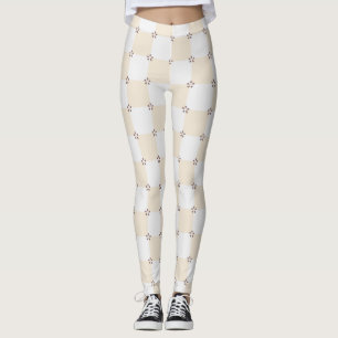 Cute Pastel Checked Floral Leggings