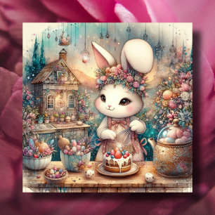 Cute Pastel Chef Bunny Easter Christian  Holiday Card