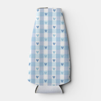 Cute Pastel Chequered Love Design Bottle Cooler