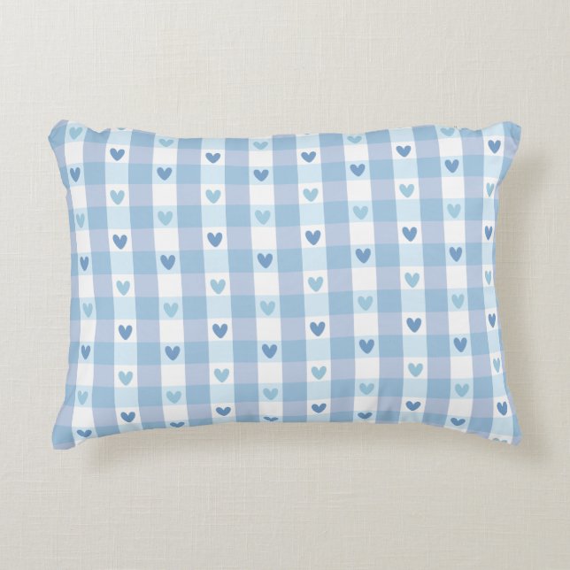Cute Pastel Chequered Love Design Decorative Cushion (Front)