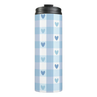 Cute Pastel Chequered Love Design Thermal Tumbler