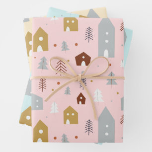 Cute Pastel Christmas Holiday Pattern Wrapping Paper Sheet