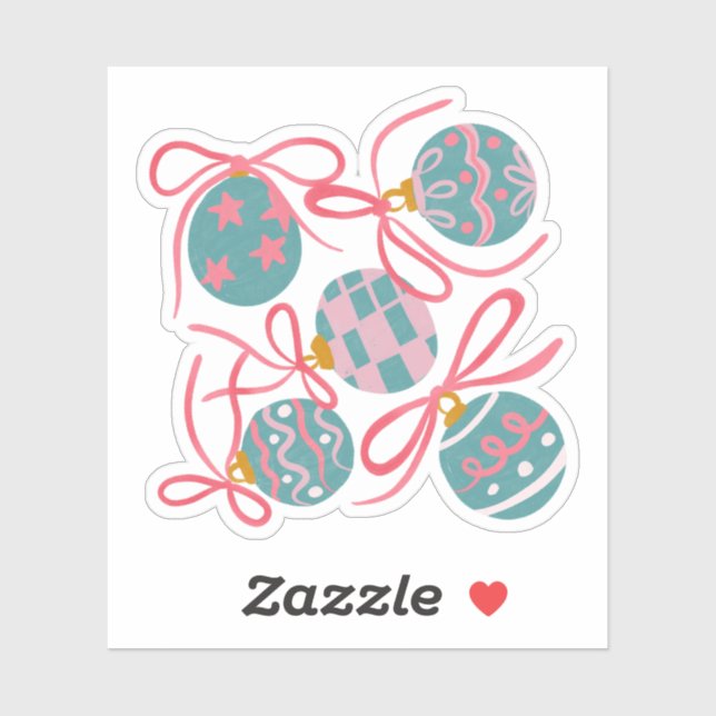 Cute Pastel Christmas Ornament Sticker (Sheet)