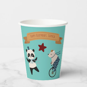 Cute Pastel Circus Animal Birthday Paper Cups