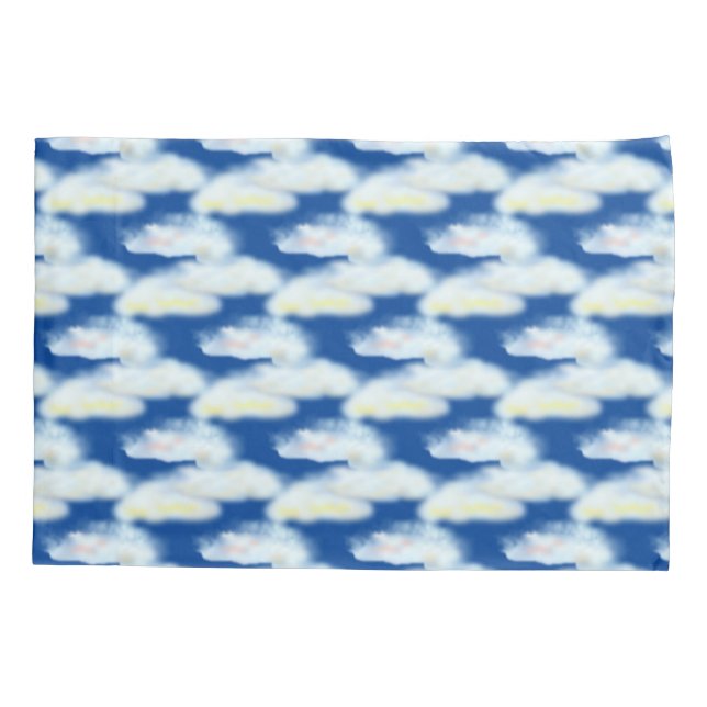 Cute Pastel Clouds on Blue Pillowcase (Back)