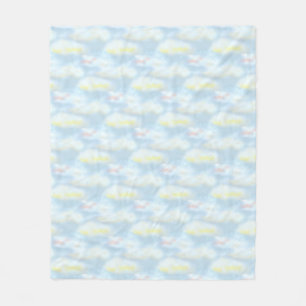 Cute Pastel Clouds on Light Blue Fleece Blanket