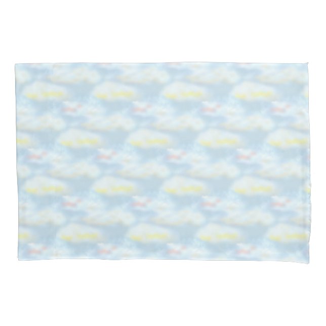 Cute Pastel Clouds on Light Blue Pillowcase (Front)