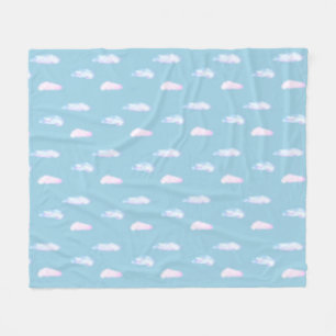 Cute pastel clouds on light sky blue fleece blanke blanket