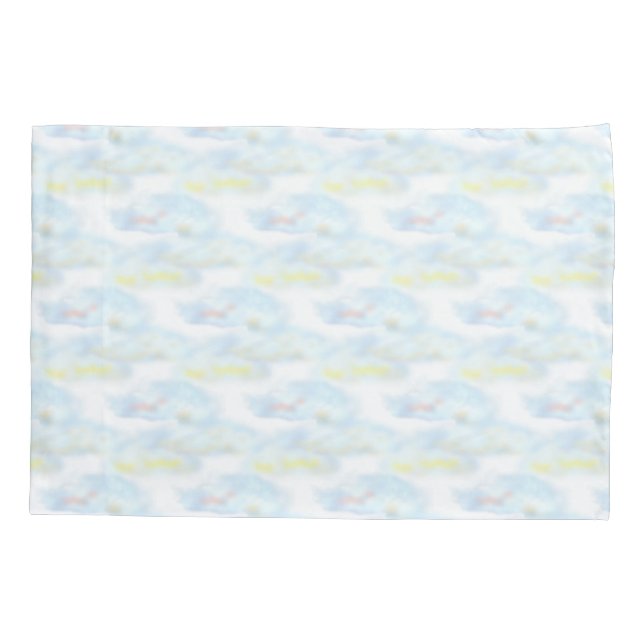 Cute Pastel Clouds on White Pillowcase (Back)