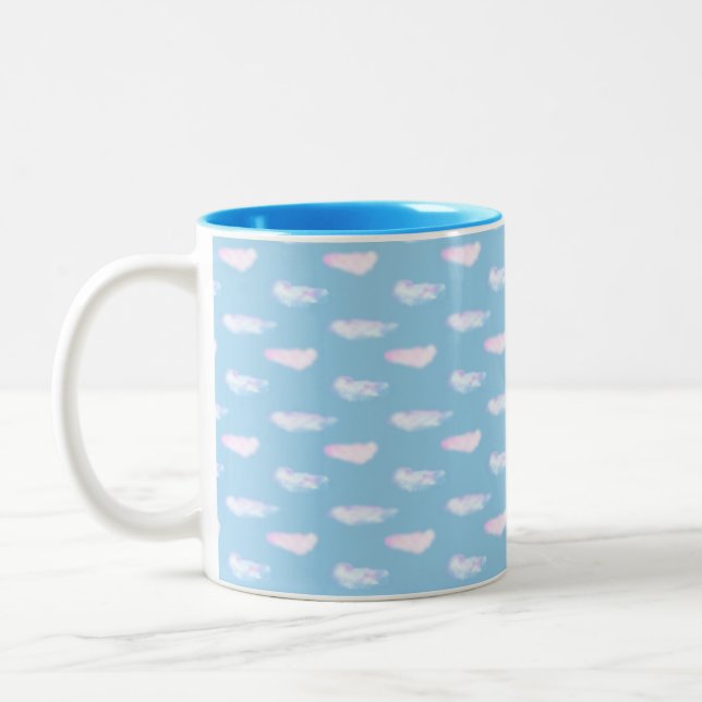 Cute Pastel Clouds Two-Tone Coffee Mug (Left)