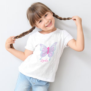 Cute Pastel Color Butterfly Birthday Toddler T-Shirt