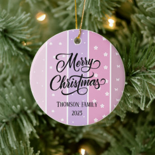 Cute Pastel color Family Name Christmas  Ceramic Tree Decoration