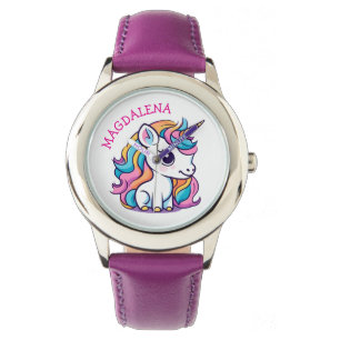 Cute Pastel Color Unicorn Watch with Name