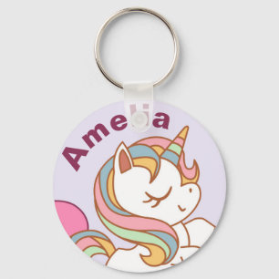 Cute Pastel Colored Unicorn Personalised Key Ring