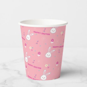 Cute Pastel Colour Easter Bunny Floral Paper Cups