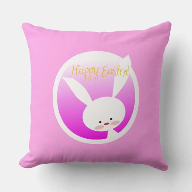 Cute Pastel Colour Easter Bunny Happy Easter Cushion (Front)