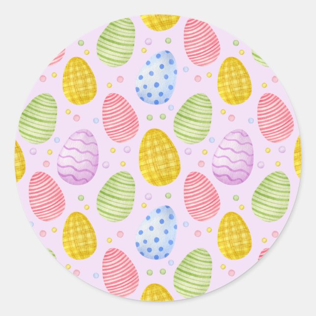 Cute Pastel Colour Easter Eggs    Classic Round Sticker (Front)