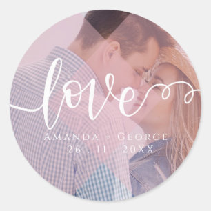 Cute Pastel Colour Love Photo Classic Round Sticker