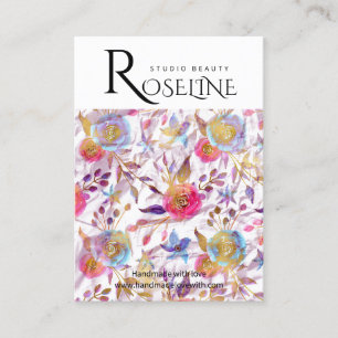 Cute pastel colour purple  flower Earring Display Business Card