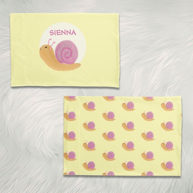 Cute Pastel colour Snail Pattern Personalised kids Pillowcase (Creator Uploaded)