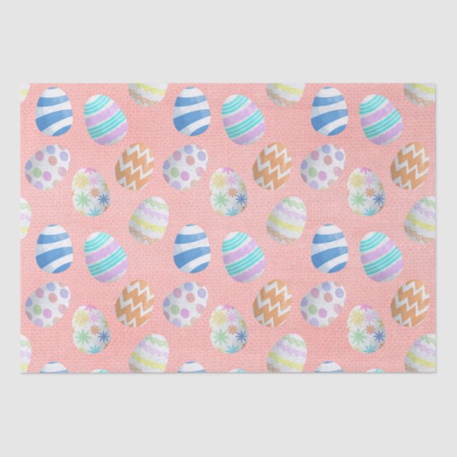 Cute Pastel Coloured Easter Eggs Pattern Tissue Paper (Front)