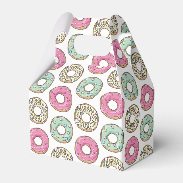 Cute Pastel Coloured Icing Doughnuts Pattern Favour Box (Front Side)