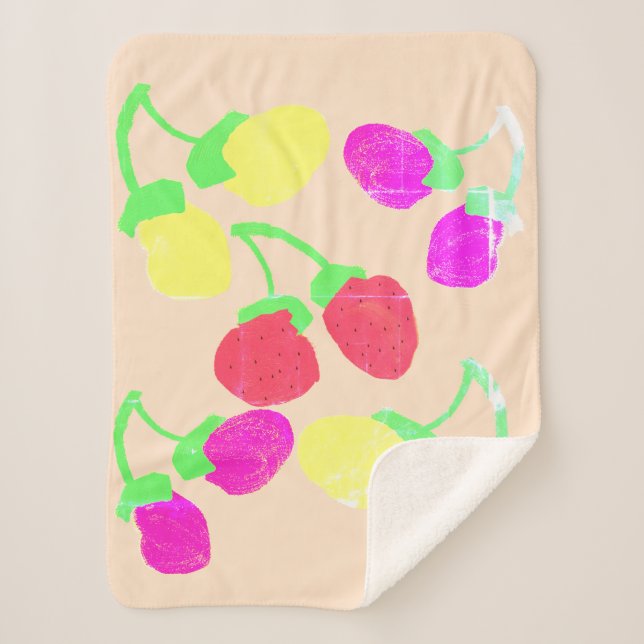 Cute Pastel Colourful Berries Blanket (Front)