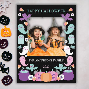 Cute pastel colours halloween photo card